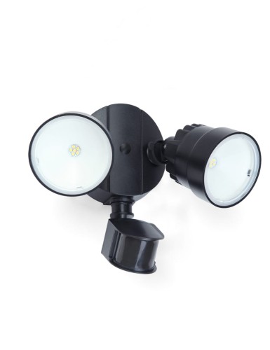 SHRIMP 7622104330 naświetlacz podwójny czarny LED 12W IP54 z czujnikiem ruchu regulowany