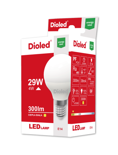 Żarówka LED 4W E14 3000K kulka P45