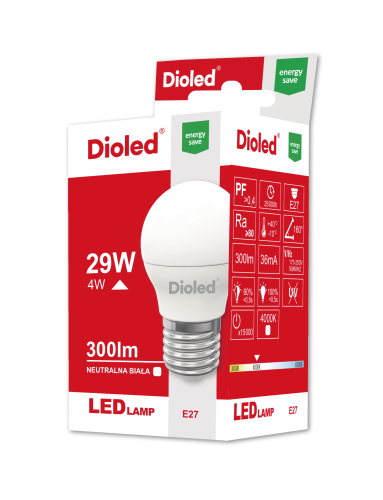 Żarówka LED 4W E27 4000K kulka P45