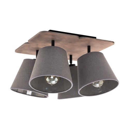 AWINION lampa sufitowa 4xE27 z ciemnym drewnem