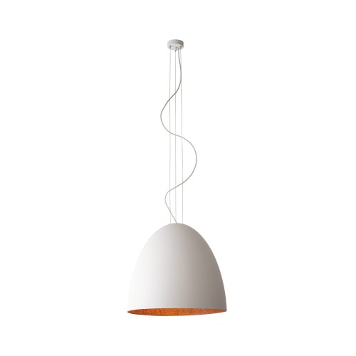 EGG L lampa wisząca 55cm biała/środek miedź