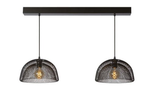 MESH lampa nad stół abażur czarna siatka fi 35cm 2xE27
