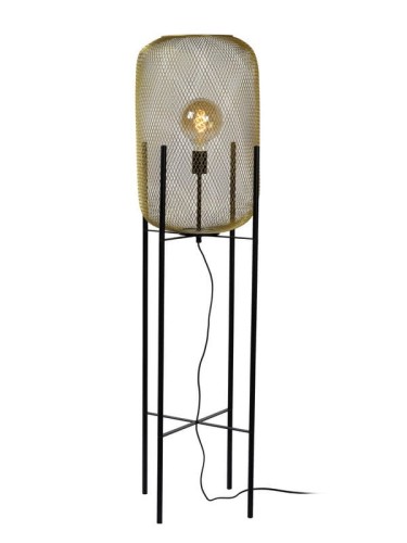 MESH lampa podłogowa złota siatka fi 35cm 1xE27 wykończenie czarne