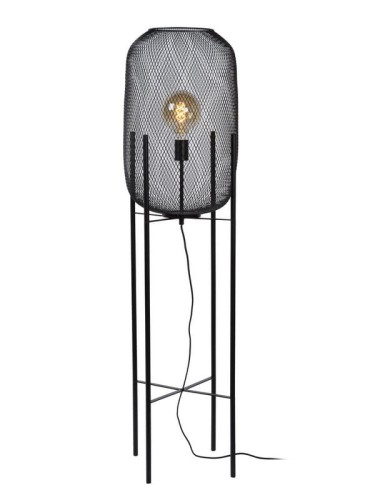 MESH lampa podłogowa czarna siatka fi 35cm 1xE27 wykończenie czarne