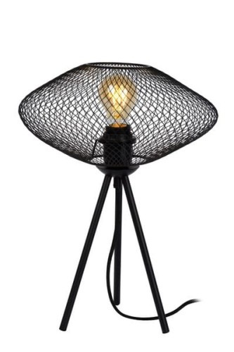 MESH lampa stolikowa  czarna siatka fi 30cm 1xE27 wykończenie czarne