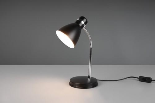 HARVEY lampa biurkowa retro czarna chrom regulowana 1xE27