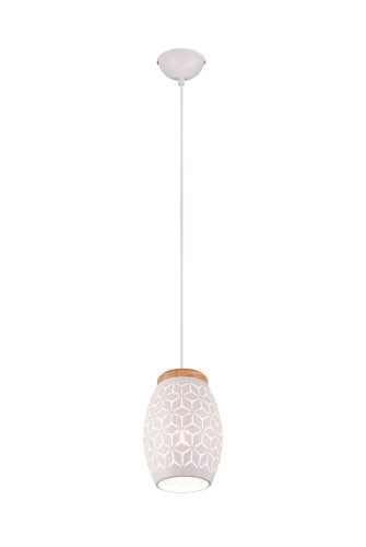 BIDAR lampa wisząca abażur metalowy biały z wyciętym wzorem 1xE27