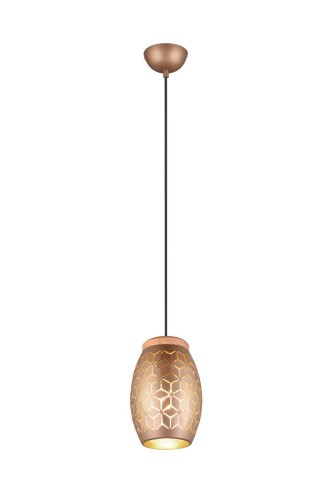 BIDAR lampa wisząca abażur metalowy kawowo-złoty z wyciętym wzorem 1xE27