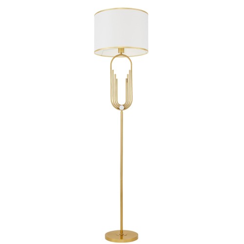 Zanetti glamour elegancka lampa podłogowa złota z białym abażurem