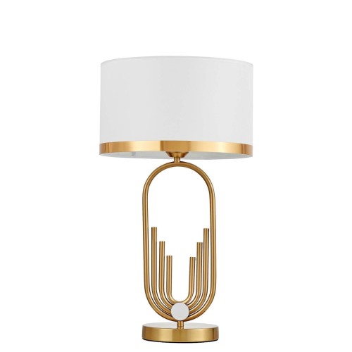 Zanetti glamour elegancka lampa stolikowa złota z białym abażurem 
