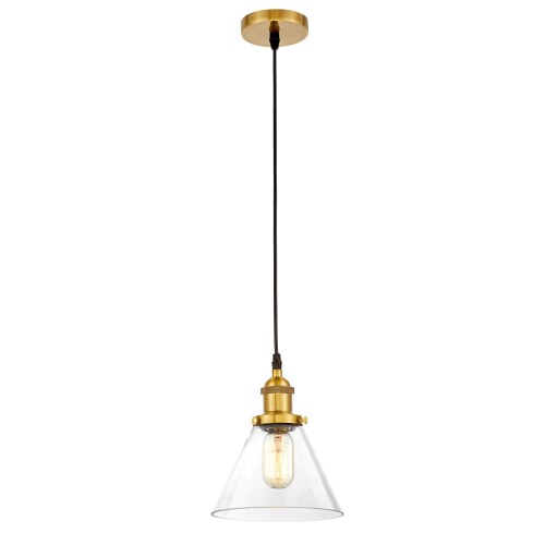 NUBI W1 lampa wisząca loft mosiężna klosz przezroczysty E27 (1)