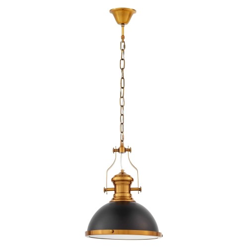 ETTORE lampa wisząca loftowa czarno-mosiężna na łańcuchu E27
