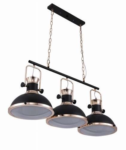 BATORE W3 lampa wisząca loft na listwie czarny/złoty 3xE27