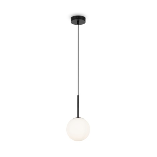 BASIC FORM lampa wisząca czarna klosz biała kula fi 15cm E14