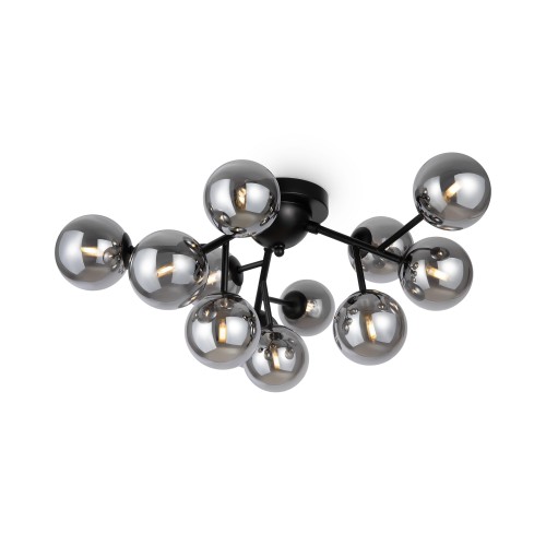 DALLAS lampa sufitowa czarna klosze dymione 12xG9