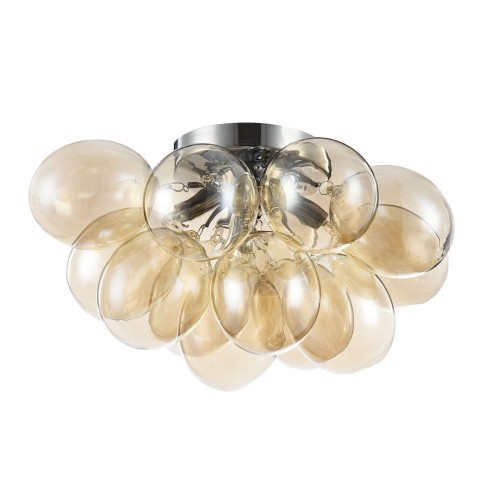 BALBO lampa sufitowa fi 38cm klosze koniakowe kiść winogron wykończenie nikiel 4xG9