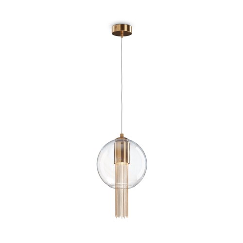 FLUSSO zwis brąz z wiszącymi łańcuszkami klosz fi 20cm  E27