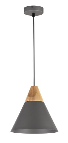 BICONES zwis metalowy szary z drewnem fi 22cm 1xE27