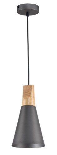 BICONES zwis metalowy szary z drewnem fi 14cm 1xE27