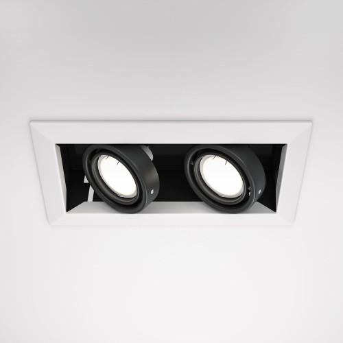 METAL MODERN 2xGU10 ramka biała puszka czarna regulowana oprawa wpuszczana