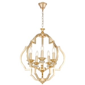 CESARO W5 klasyczny żyrandol w nowoczesnej formie złoty z kryształem 5xE14