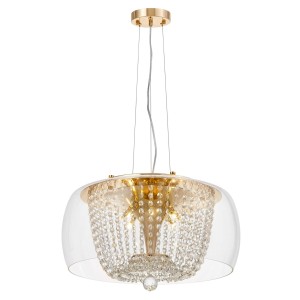 DISPOSA GOLD D50 nowoczesna lampa wisząca z kryształem klosz szkło przezroczyste 8xG4