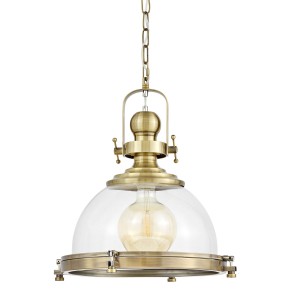 FALCO lampa wisząca loftowa klosz przezroczysty w mosiężnej oprawie E27