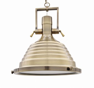 BRAGGI lampa wisząca mosiężna loft z dolnym szkłem E27