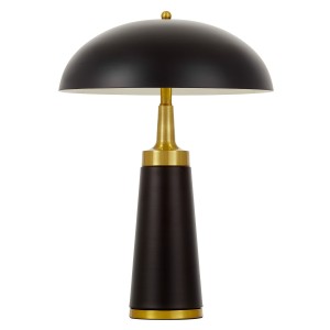FULTON lampa nocna gabinetowa podstawa czarny/mosiądz abażur czarny 2xE14