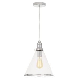 FEROLI lampa wisząca chromowana klosz stożek szklany 1xE27