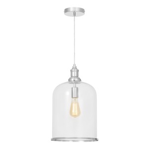 SARINI lampa wisząca chromowana klosz bańka szklana 1xE27