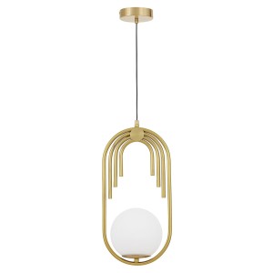 ZANETTI D15 glamour elegancka lampa wisząca złota z białym szklanym kloszem