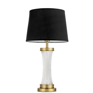 VILLANOVA lampa stołowa glamour podstawa szklane rurki i mosiądz abażur czarny E27