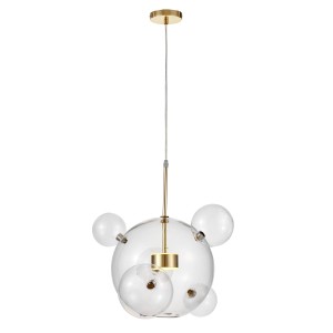 NERONI W4 lampa wisząca złota transparentne kule szklane w różnych rozmiarach LED 2x5W