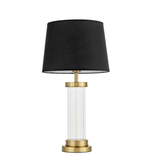 LA BOTTE lampa stołowa glamour podstawa szklane rurki proste i mosiądz abażur czarny E27