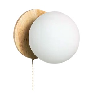 Kinkiet Złoty Kula Mleczna drewniany Abruzo Tore E27