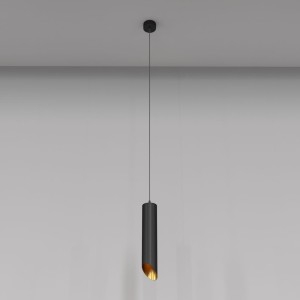 LIPARI lampa wisząca tuba ukośna czarno-złota krótka 1xGU10