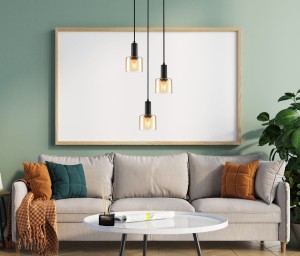 SANTIA PND-65342-3A-BK+AMB lampa wisząca czarna klosze bursztynowe 3xE27 kaskada