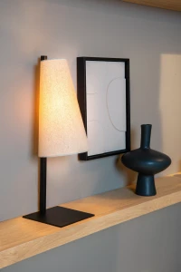 GREGORY lampa stołowa czarna abażur kremowy stożek 1xE27