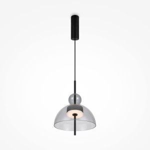 BANGKOK lampa wisząca szklana klosz szkło szare fi 25cm LED 12W 3000K wykończenie czarne nowoczesny design 