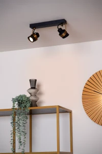 TUNDRAN 34944/02/30 reflektorki retro na listwie czarno-złote 2xGU10