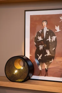 LOXIA lampa stołowa wykonana z tkaniny i papieru czarna 1xE14