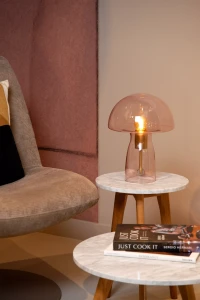 FUNGO 10514/01/66 lampa w kształcie grzyba z różowego szkła wykończenie złote 1xE27 dekoracja na szafkę