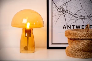 FUNGO 10514/01/53 lampa w kształcie grzyba z pomarańczowego szkła wykończenie złote 1xE27 dekoracja na szafkę