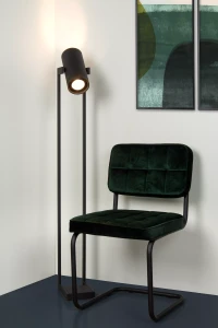 DOME lampa podłogowa czarna LED 2x12W ES111 GU10 żarówka ściemnialna w komplecie