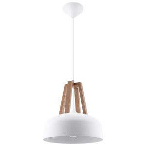 Lampa wisząca CASCO biała/naturalne drewno