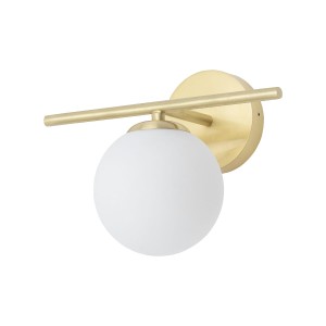 ARALIA mosiężny kinkiet łazienkowy hermetyczny IP44 klosz biały szklany 1xG9