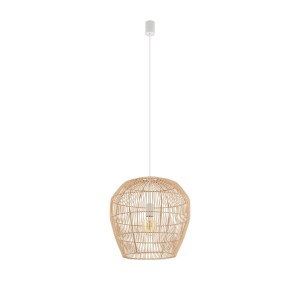 HAITI S bambusowa lampa wisząca fi 43cm 1xE27 wykończenie białe styl boho 