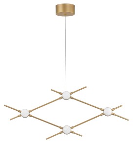 AZUL LE41329 Nowoczesna lampa wisząca złota z ramieniem w kształcie rombu i ledowym oświetleniem
