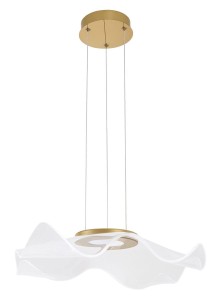 CALI LE41368 Nowoczesna lampa wisząca o falistym kloszu złota elegancja